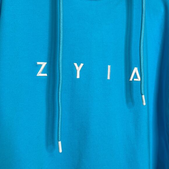 Zyia Cropped Hoodie Sweatshirt Blue Size Large - Picture 7 of 8